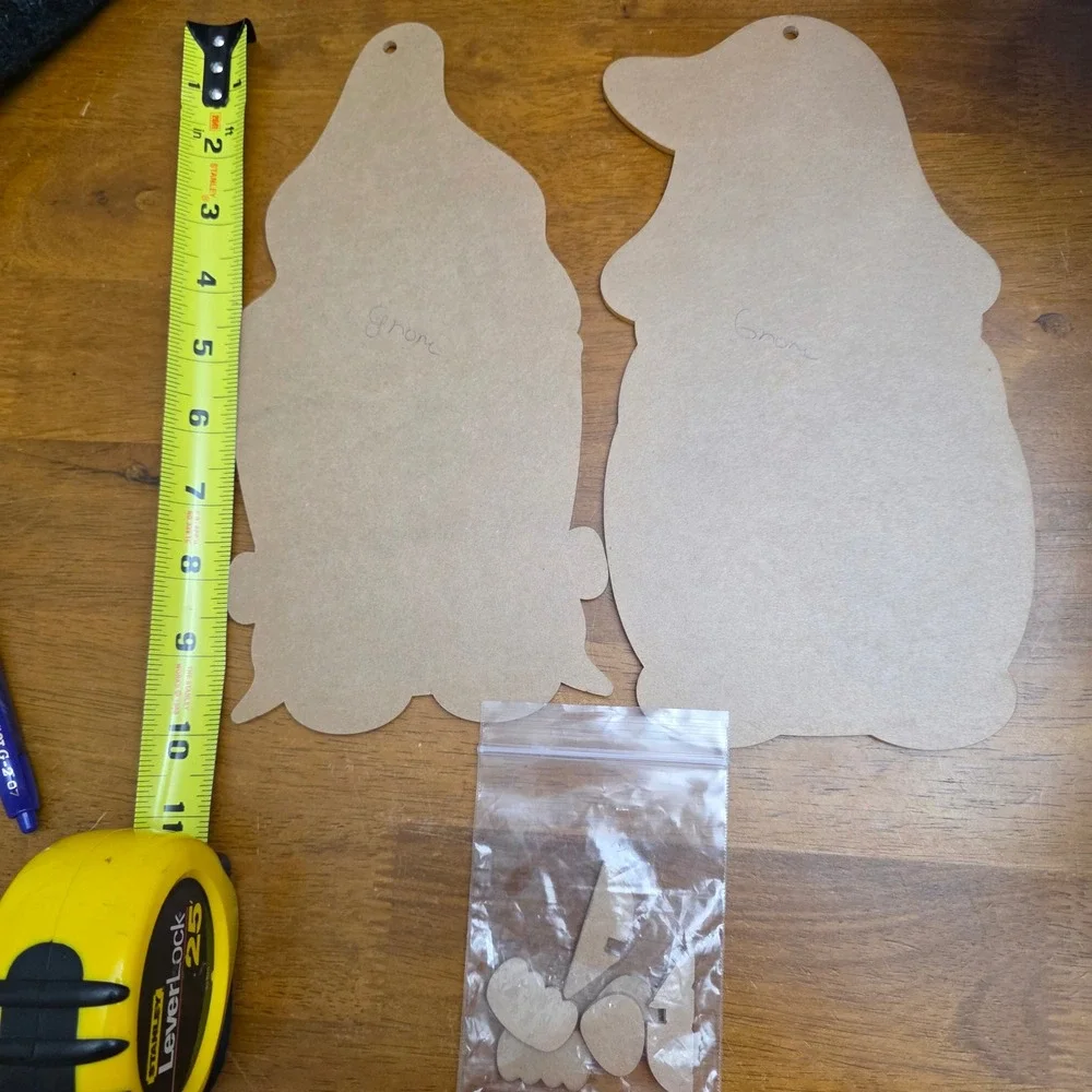 Unfinished 10 inch‎ Gnome Acrylic Cutout Set Craft DIY Boy Girl hands only